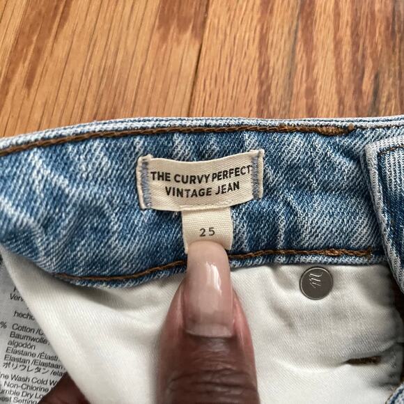 Madewell Curvy Perfect Vintage Jeans Womens 25 Blue Coney Wash Distressed Denim - Picture 7 of 11